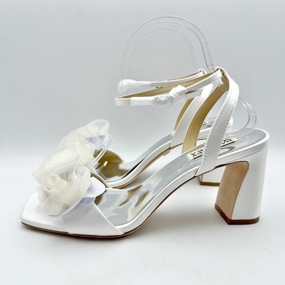 Badgley Mischka Womens Carli Heeled Sandals US 8 White Tulle Bow EUC - Picture 9 of 14